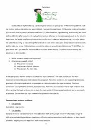 English Worksheet: Writing and Improving Topic Sentences