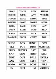 English Worksheet: Compound word group/pair work task