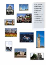 English Worksheet: London top 10 attractions