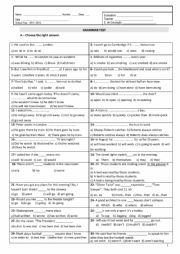 English Worksheet: GRAMMAR TEST