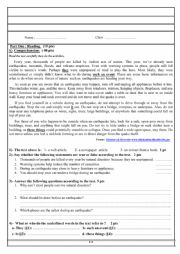 English Worksheet: natural disasters exam