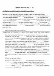 English Worksheet: Remedial Activities Third Term Second Year