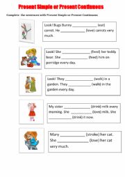 English Worksheet: Present Simple or Present Continuous