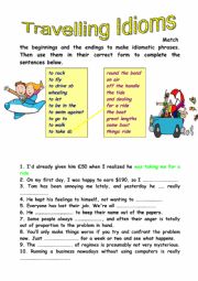 English Worksheet: Travelling idioms