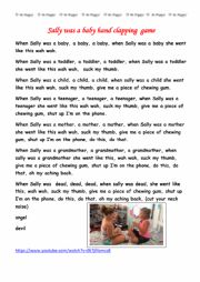 English Worksheet: Hand Clapping Game - Sally was a baby