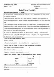 English Worksheet: Full term test n3