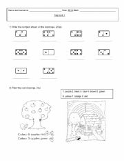 English Worksheet: Test for Children. Colours , Numbers and Parts of the body.