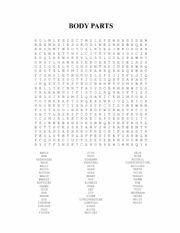 body parts wordsearch