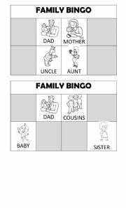 English Worksheet: Family bingo
