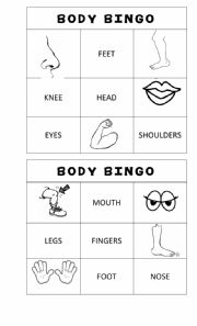 English Worksheet: Body bingo