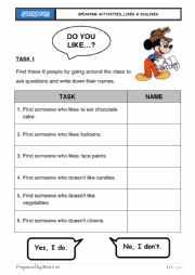 English Worksheet: Talk about your preference