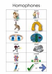 English Worksheet: Homophones note