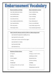 Speaking Activity and Vocabulary on Embarrassment and Embarrassing moment