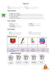 English Worksheet: English test for kids