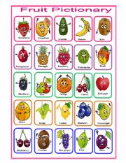 English Worksheet: fruit pictionary