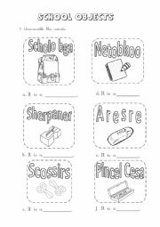 Unscramble Classroom Objects