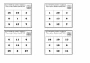 English Worksheet: Bingo Numbers from 1 to 20