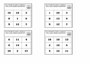 Bingo Numbers from 1 to 20