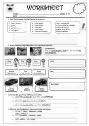 English Worksheet: comparative and superlative