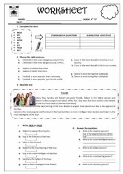 English Worksheet: comparative and superlative