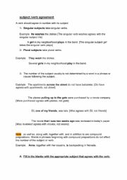 English Worksheet: Subject Verb Agreement