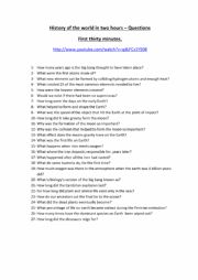 English Worksheet: Comprehensions questions with key - The history of the world - Part 1.