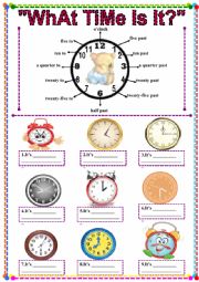 English Worksheet: What time is it