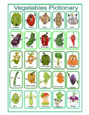 English Worksheet: vegetables pictionary