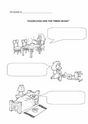 English Worksheet: Goldilocks and the three bears worksheet