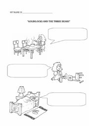 Goldilocks and the three bears worksheet