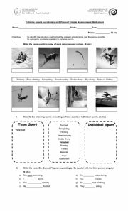 English Worksheet: Sports and Present Simple