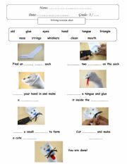 English Worksheet: Writing- Making a sock puppet