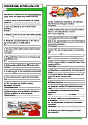 English Worksheet: Active & passive + key