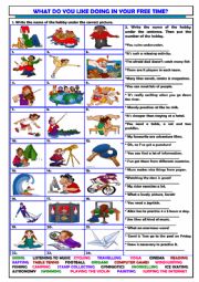 English Worksheet: What do you like doing in your free time? + key