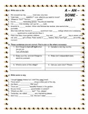 English Worksheet: a - an - some - any