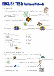 English Worksheet: English Test: Weather and Verb to be