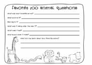 English Worksheet: favorite zoo animal questions