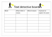 English Worksheet: Text Detective Board