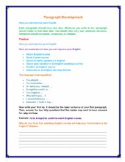 English Worksheet: Paragraph Development