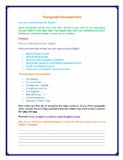 English Worksheet: Paragraph Development