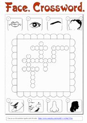 English Worksheet: Face. Crossword.