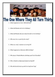 English Worksheet: Age discussion with an episode of Friends