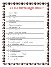 English Worksheet: All the words begin with C