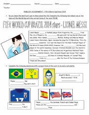 English Worksheet: World Cup Brazil 2014 - Lionel Messi and Cristiano Ronaldo - Verb to be