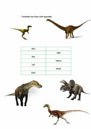 English Worksheet: Dinosaurs- working with adjectives 2