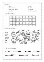 English Worksheet: Hello!