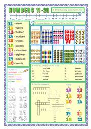 English Worksheet: Numbers 11-20