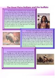 English Worksheet: The Indians and buffalo