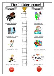 English Worksheet: Ladder game - I like/I play