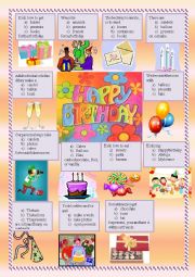 English Worksheet: Birthday quiz